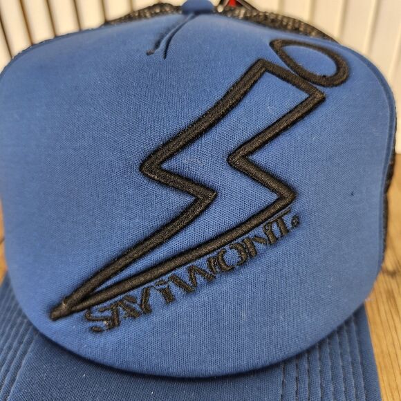 SAYiWON'T Trucker Hat Cap Blue Black Mesh Snapback Motivational Logo Thunder - Picture 3 of 12